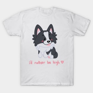 i'd rather be high border collie cute chibi dog T-Shirt